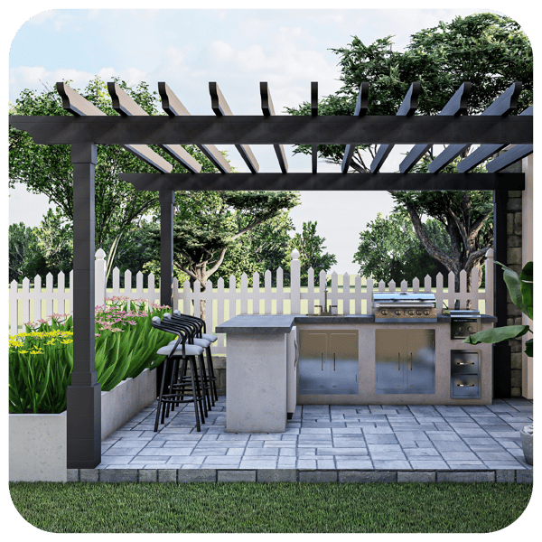 Outdoor kitchen with pergola 